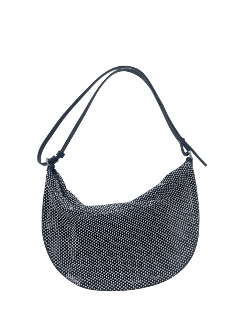 Zara Black Rhinestone Crescent Shoulder Bag - Picture 4 of 7
